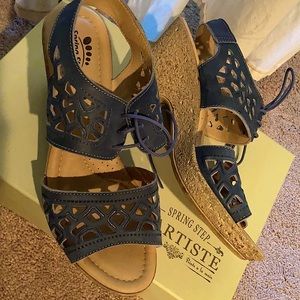 Italian Made- Spring Step Leather Wedge